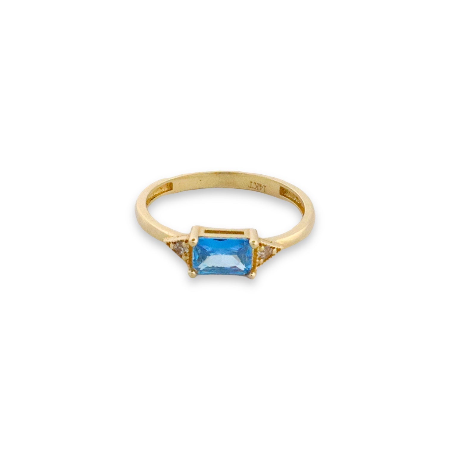 Thin Band Blue Stone Ring - 14k Gold Ring