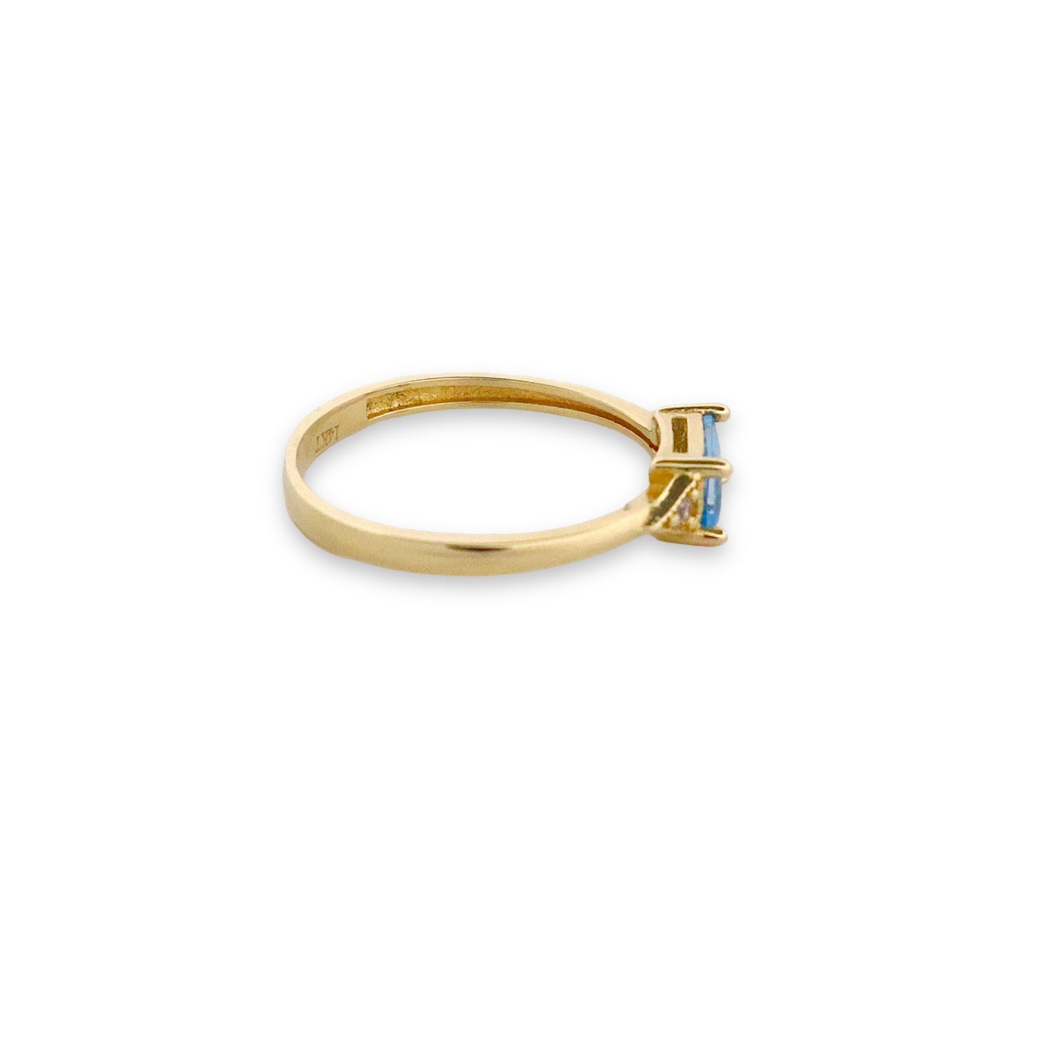 Thin Band Blue Stone Ring - 14k Gold Ring