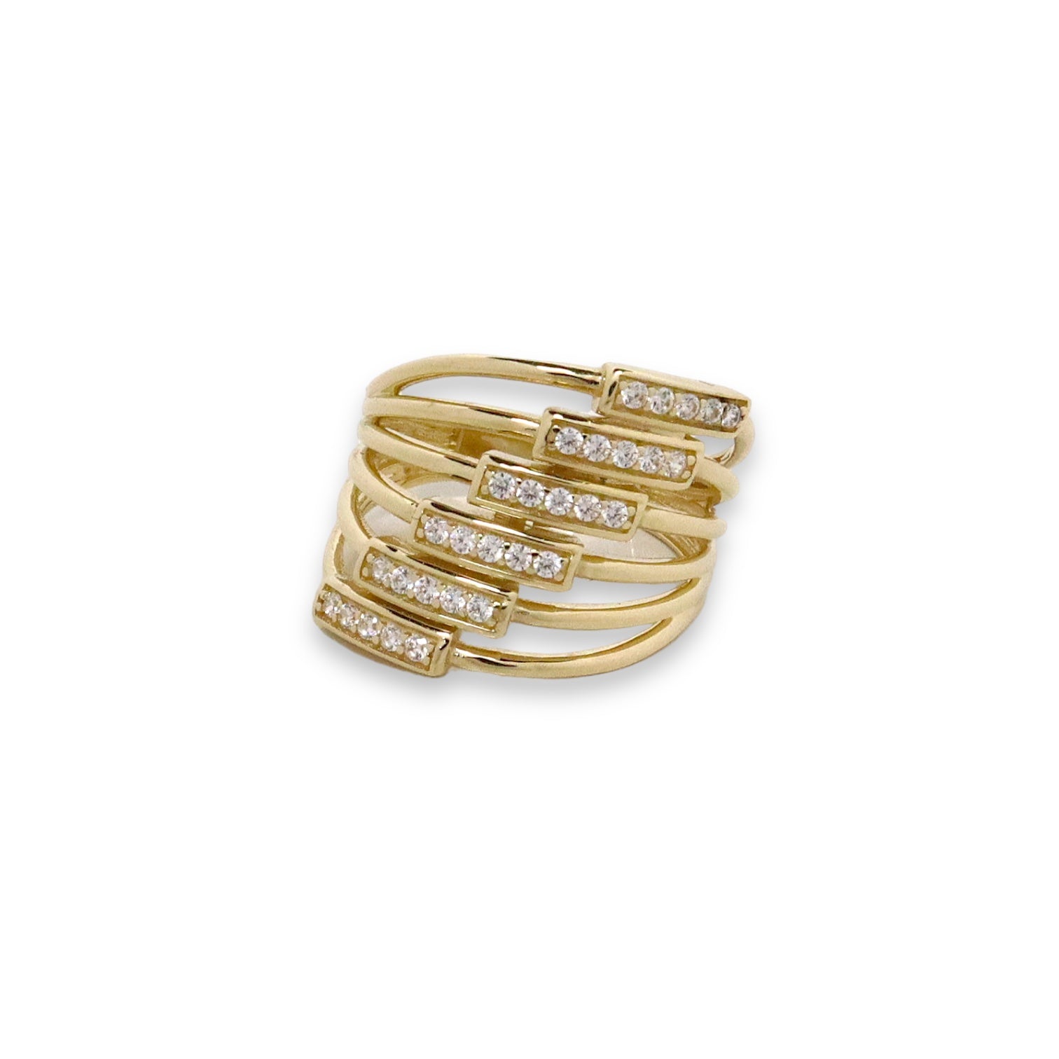 Bands and Stones Ring - 14k Gold Ring