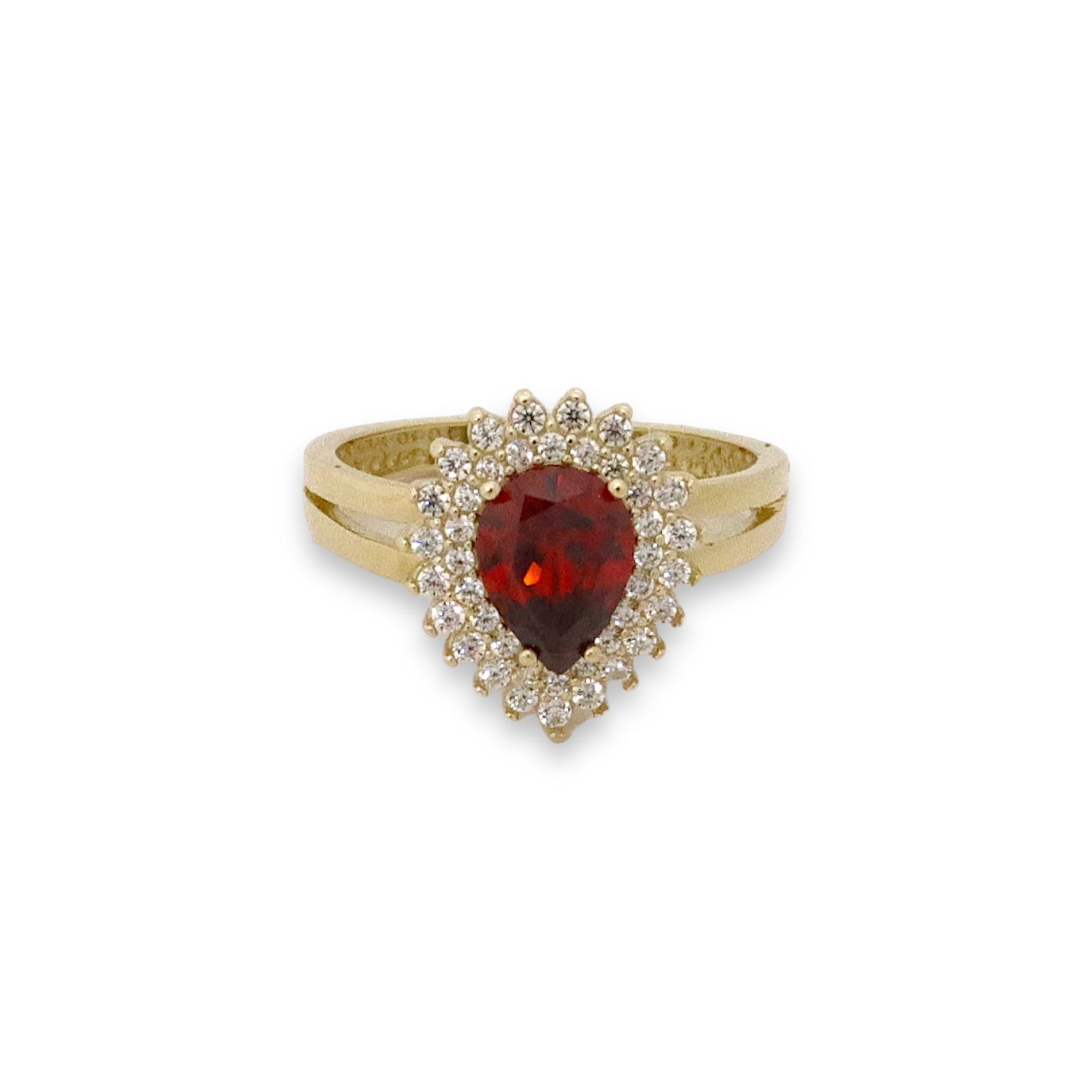 Crown Ring - 14k Gold Ring with Red Stone