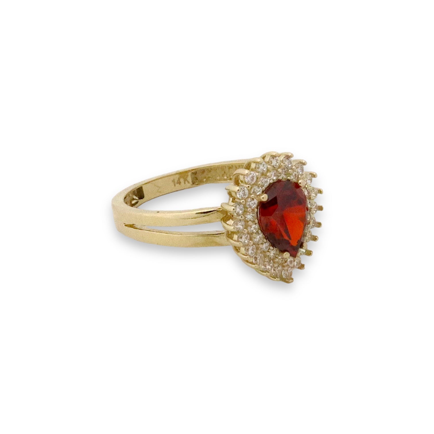 Crown Ring - 14k Gold Ring with Red Stone