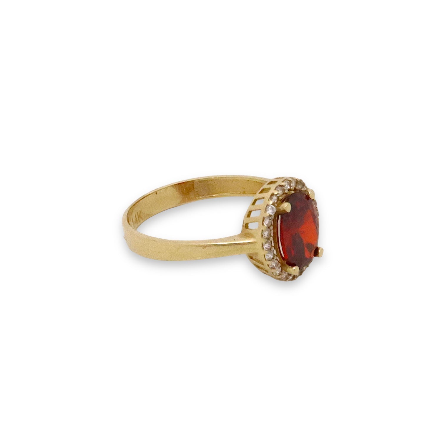 Noir Ring - 14k Gold Ring with Red Stone