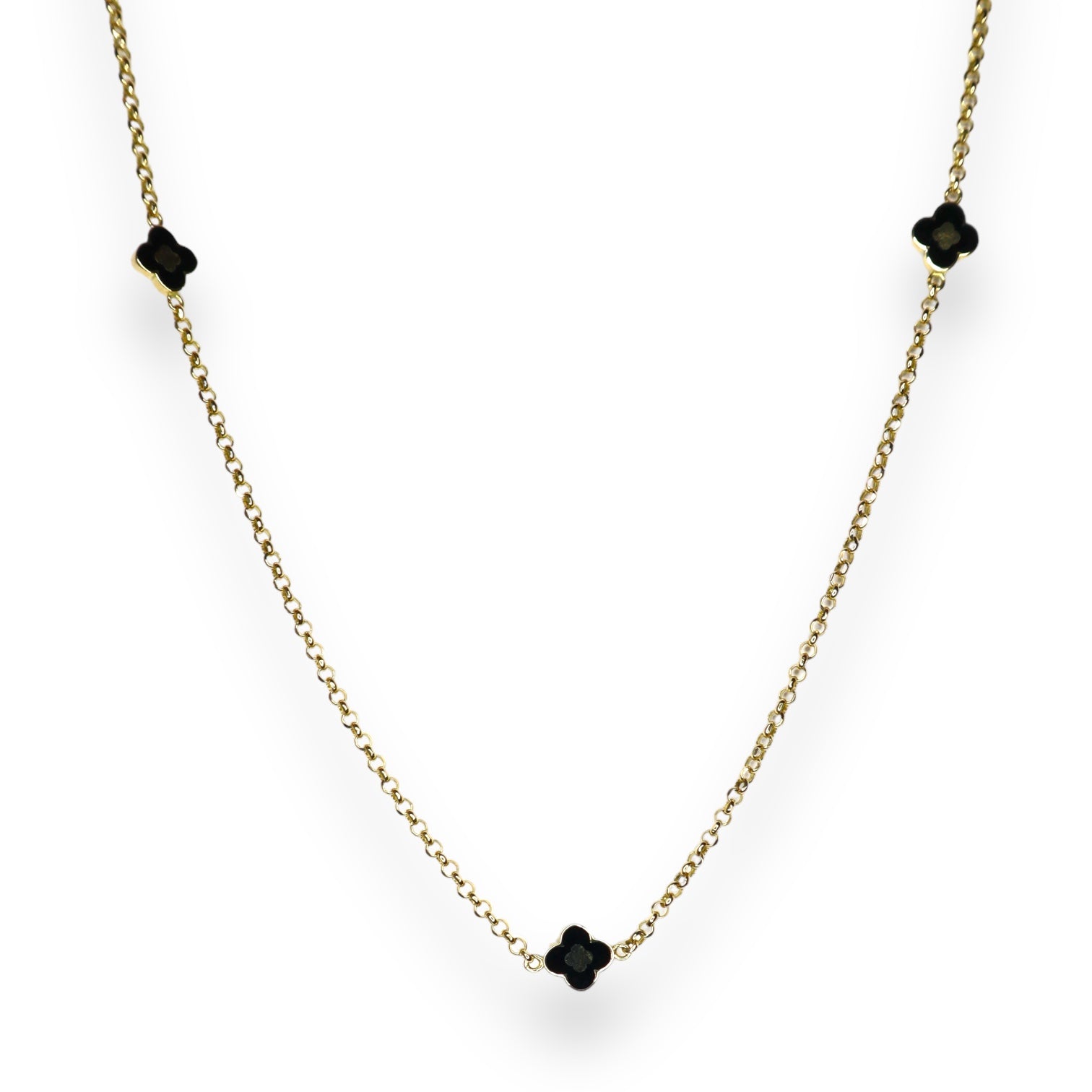 Mini Black & Gold Clover Necklace