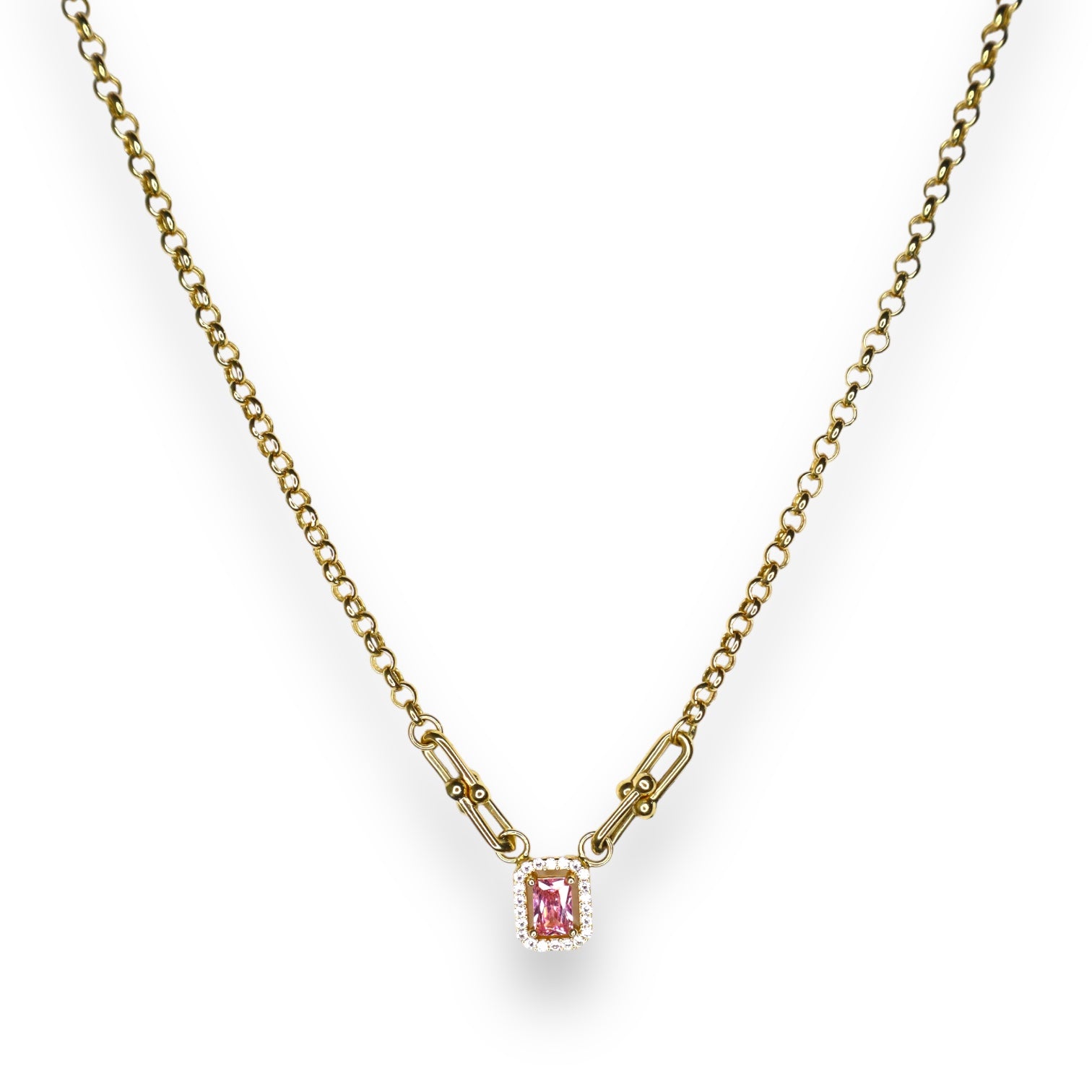 Pink Stone Cable Chain